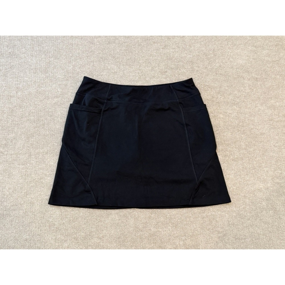 Athleta Soho Skort Black Built In Shorts Pockets Size Large Sporty Skirt Golf